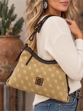 Dooney Bourke Y2K Monogram Canvas Shoulder Bag East West Slouch Medium Purse